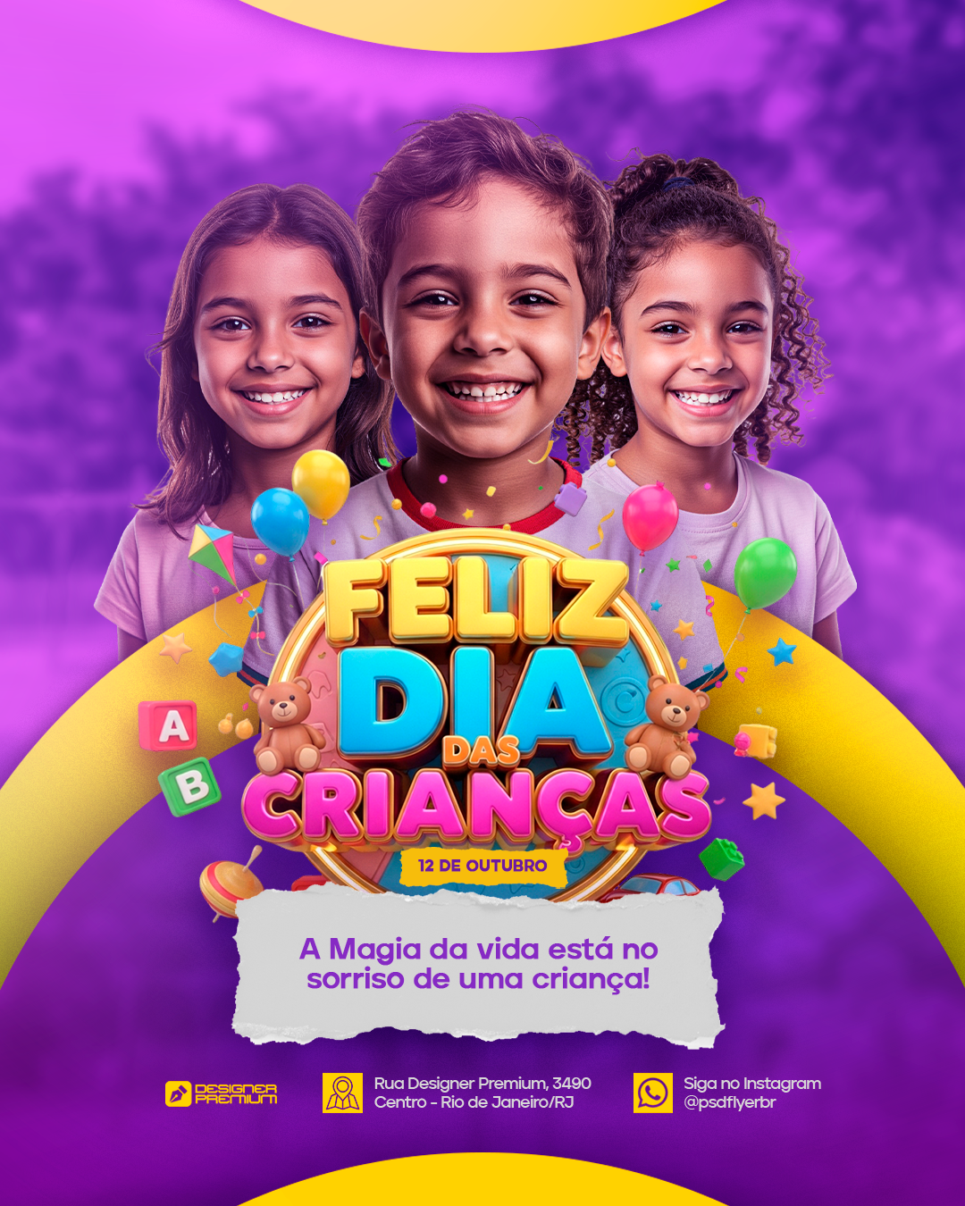 PSD FLYER FREE - TEMPLATE - CANVA - FREEPIK - DESIGNI - DESIGNER - FELIZ DIA DAS CRIANÇAS - INFANTIL - ESCOLA - ROUPA - 12 DE OUTUBRO - SOCIAL MEDIA 2