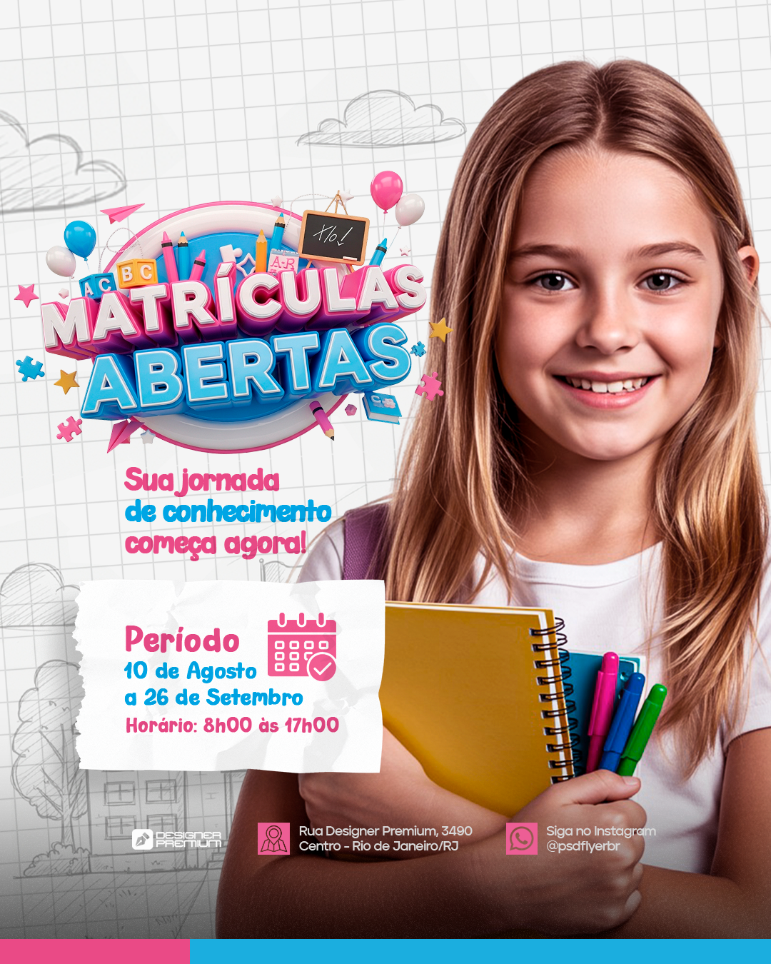 PSD FLYER FREE - TEMPLATE - CANVA - FREEPIK - DESIGNI - DESIGNER - MATRICULAS ABERTAS - ESCOLA - INFANTIL - DIA DAS CRIANÇAS - SOCIAL MEDIA