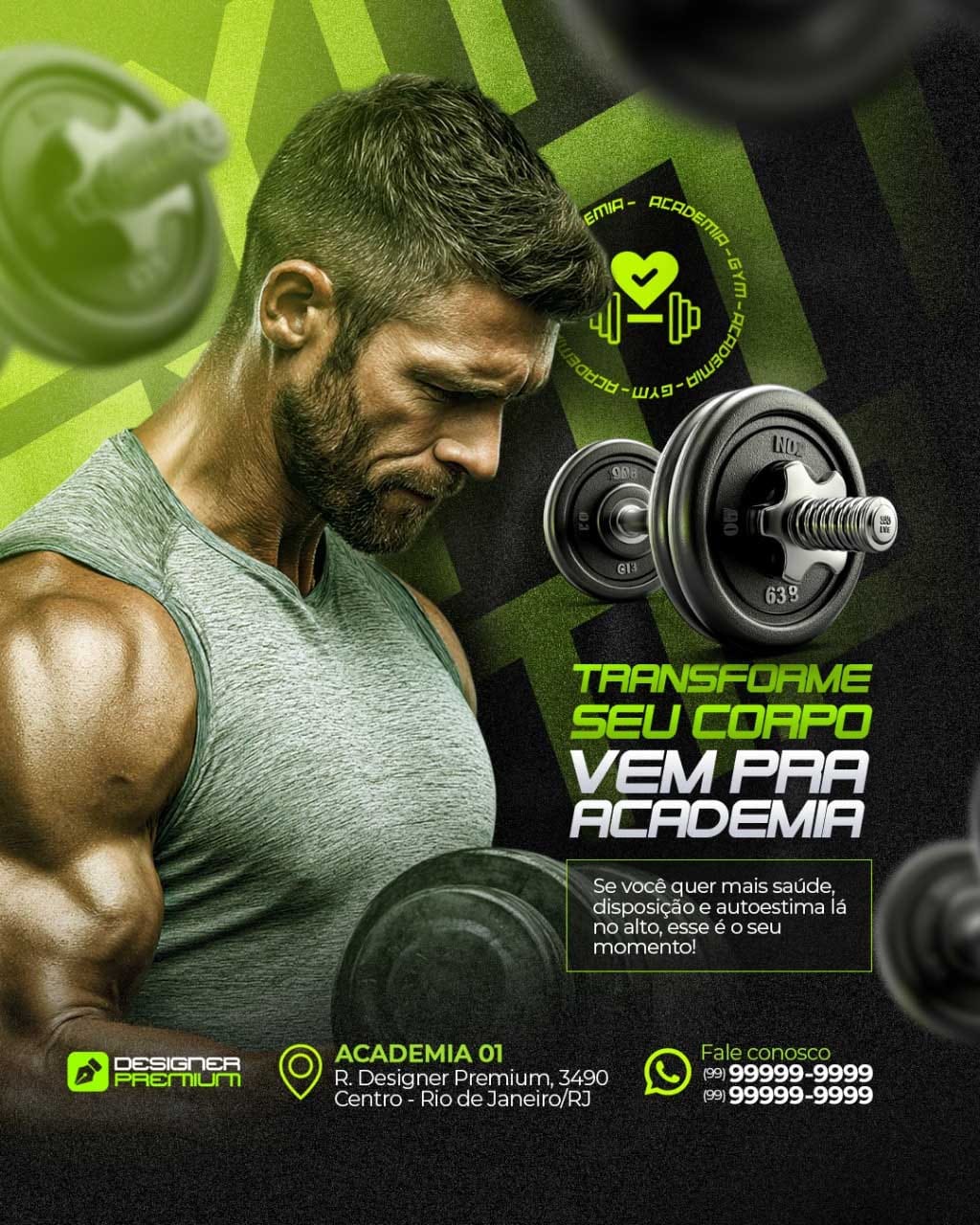 PSD FLYER FREE - PSD EDITÁVEL - TEMPLATE - CANVA - ACADEMIA - WORKOUT - GYM - PERSONAL