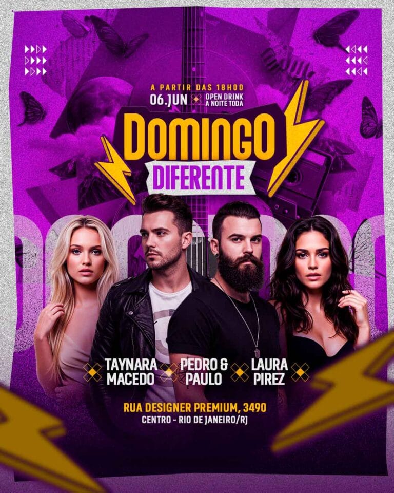 PSD FLYER FREE - PSD EDITÁVEL - TEMPLATE - CANVA - FORRÓ - FUNK - LOUNGE - PAGODE - DOMINGO