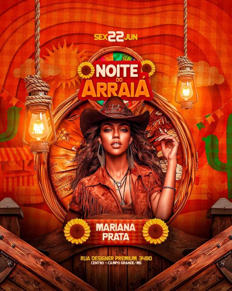 PSD FLYER FREE - PSD EDITÁVEL - TEMPLATE - CANVA - FORRÓ - NOITE DO ARRAIÁ - SÃO JOÃO - FESTA JUNINA