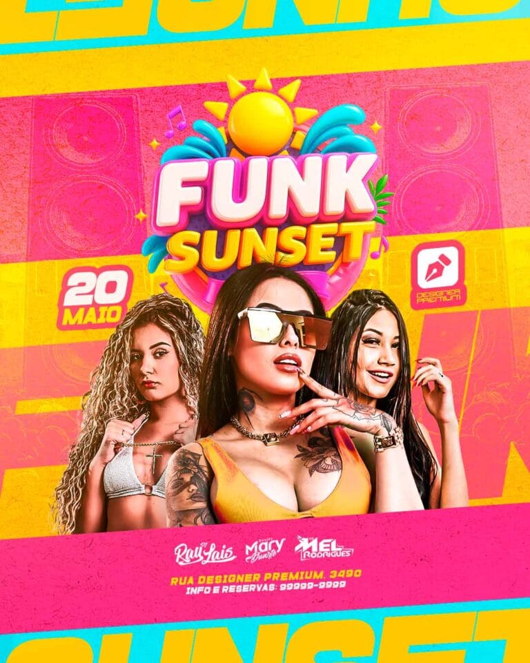 PSD FLYER FREE - PSD EDITÁVEL - TEMPLATE - CANVA - FUNK - FUNK SUNSET