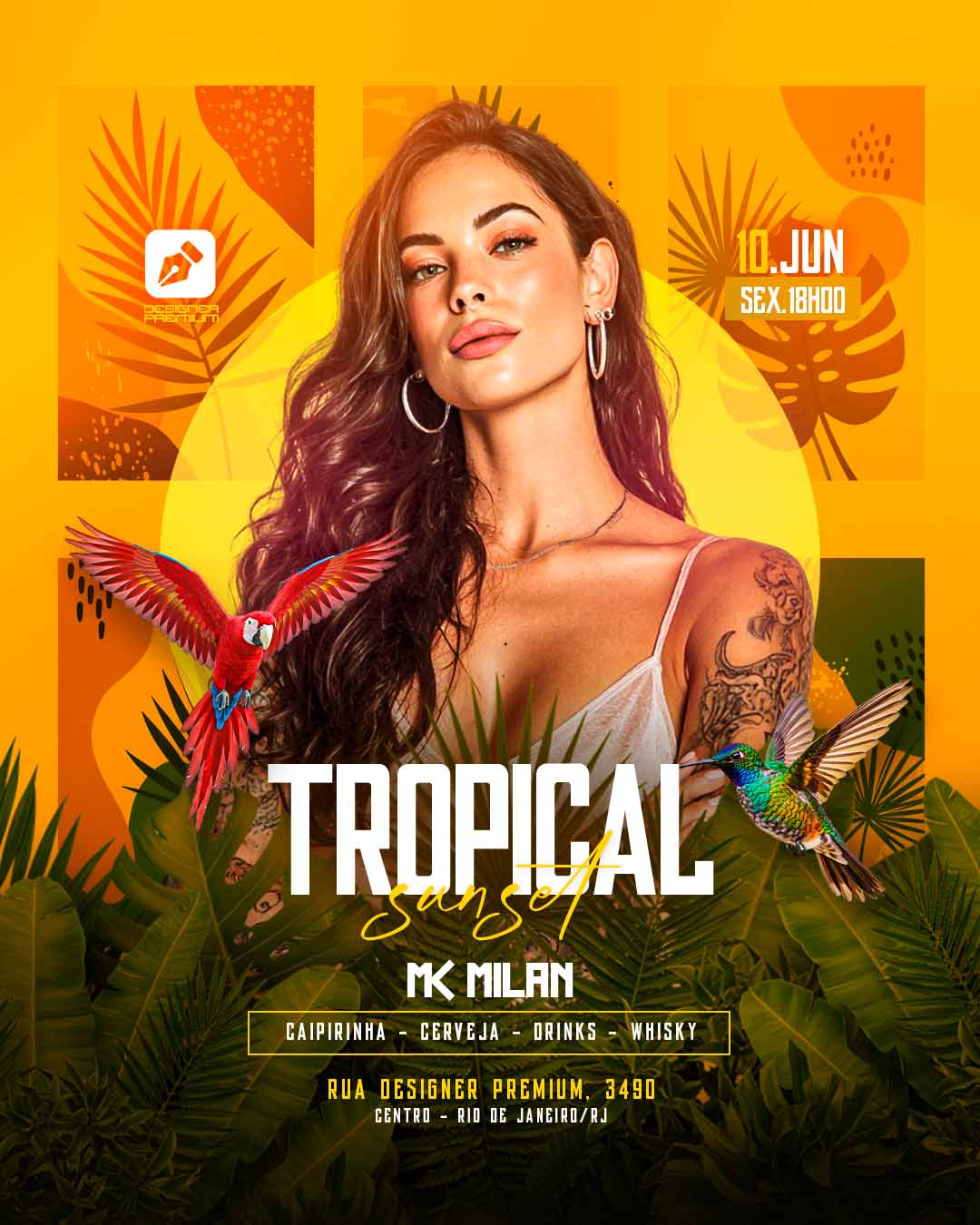 PSD FLYER FREE - PSD EDITÁVEL - TEMPLATE - CANVA - FUNK - SUNSET - SUMMER - REGGAE - TROPICAL 2