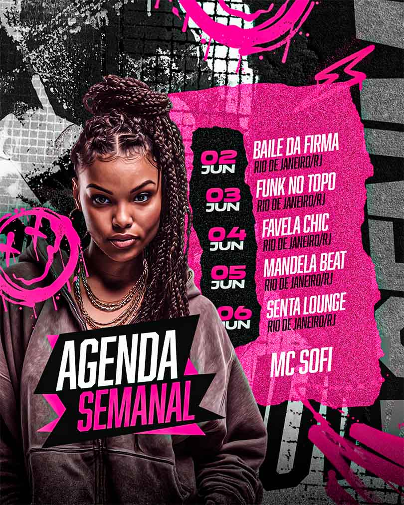 PSD FLYER FREE - PSD EDITÁVEL - TEMPLATE - CANVA - FUNK - TRAP - RAP - AGENDA SEMANAL 1