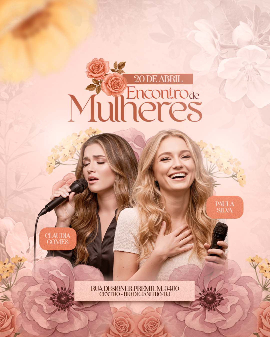 PSD FLYER FREE - PSD EDITÁVEL - TEMPLATE - CANVA - GOSPEL - ENCONTRO DE MULHERES