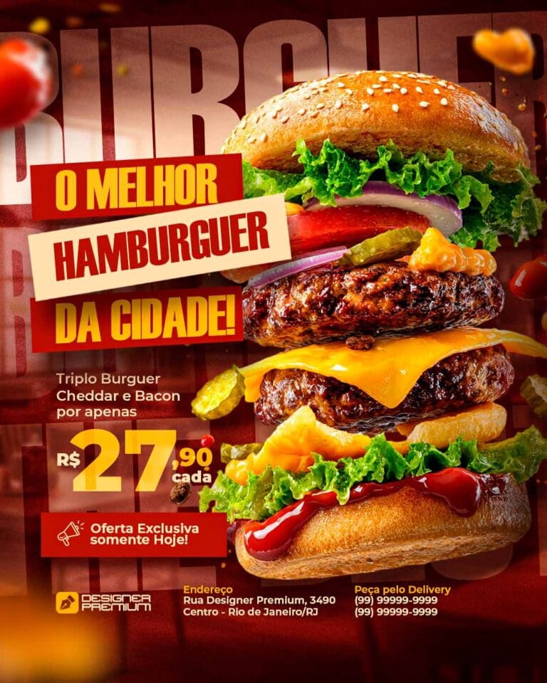PSD FLYER FREE - PSD EDITÁVEL - TEMPLATE - CANVA - HAMBURGUER