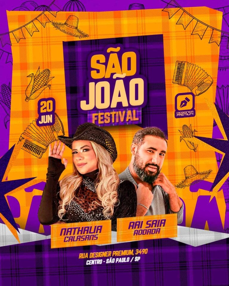 PSD FLYER FREE - PSD EDITÁVEL - TEMPLATE - CANVA - SERTANEJO - FORRÓ - ARRAIÁ - SÃO JOÃO FESTIVAL