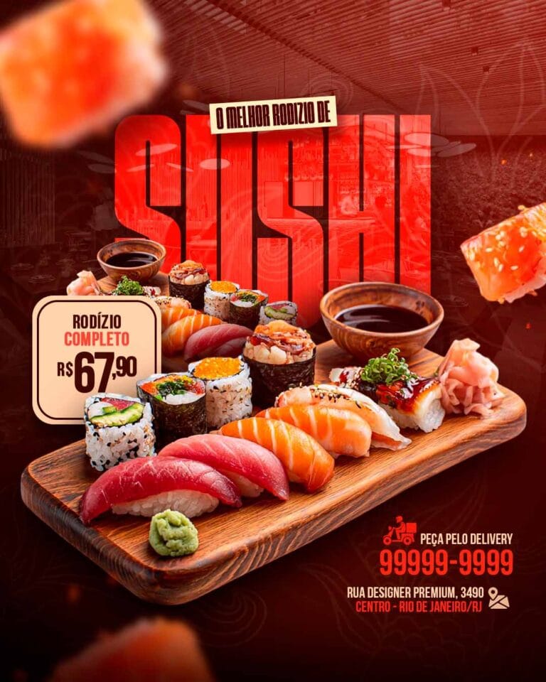 PSD FLYER FREE - PSD EDITÁVEL - TEMPLATE - CANVA - SUSHI 4