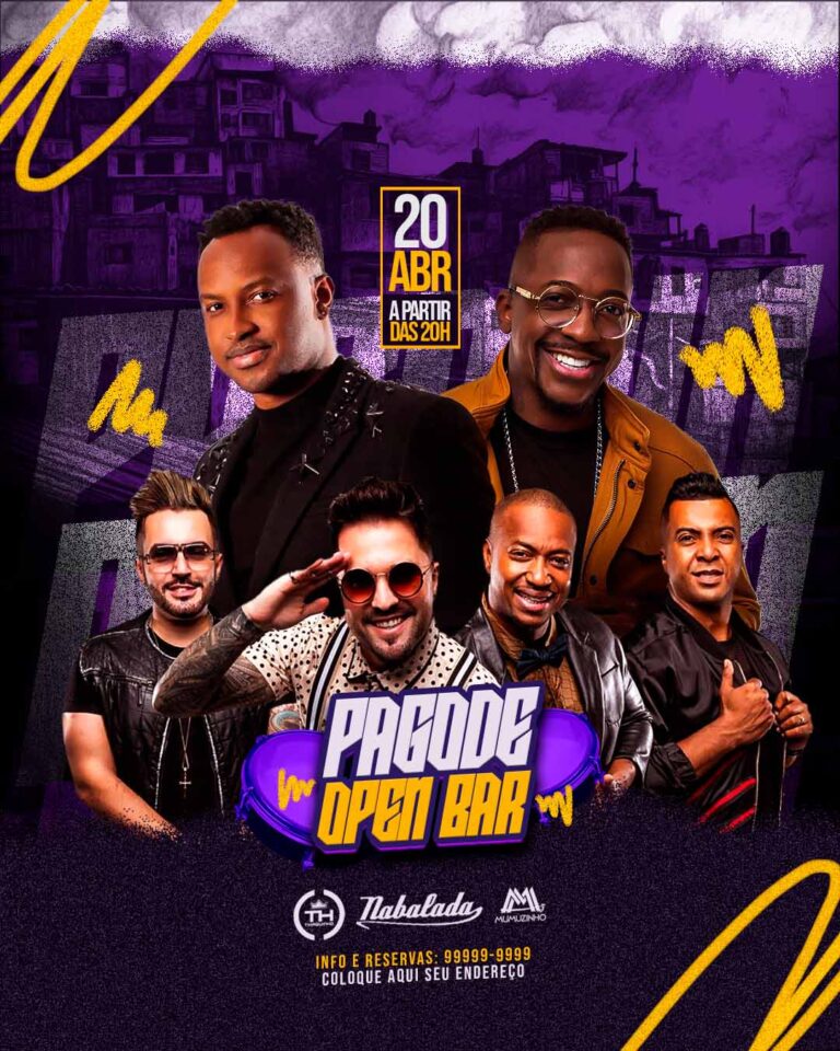 PSD FLYER FREE - TEMPLATE - CANVA - FORRÓ - NOITE OPEN BAR - LOUNGE - PAGODE