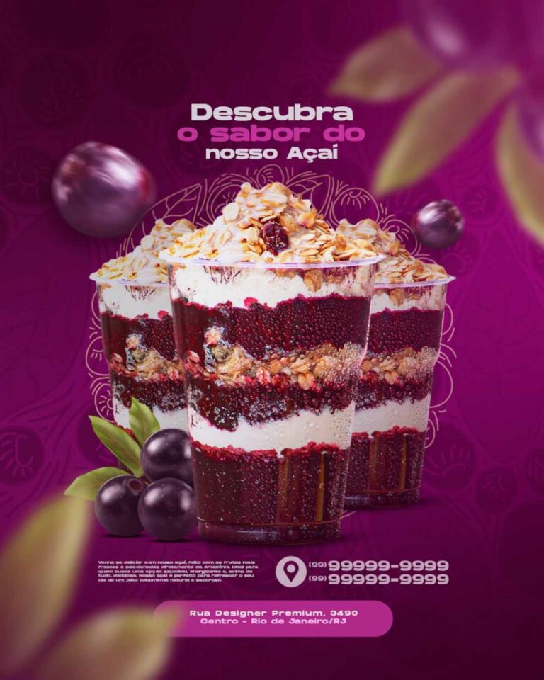 PSD FLYER FREE - TEMPLATE - CANVA - FREEPIK - DESIGNI - DESIGNER - AÇAÍ - AÇAI - SORVETE - IFOOD - DELIVERY - SOCIAL MEDIA
