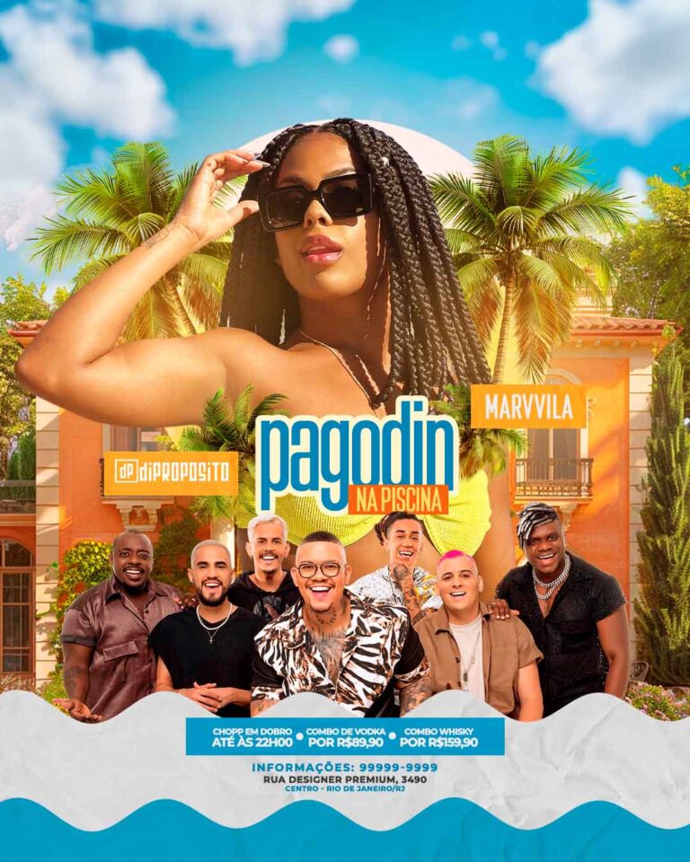 PSD FLYER FREE - TEMPLATE - CANVA - FREEPIK - DESIGNI - DESIGNER - AGENDA SEMANAL - CONTRATE - PROXIMOS SHOWS - SUNSET - SUMMER - LOUNGER - PUB - PAGODE - PAGODIN - EVENTOS