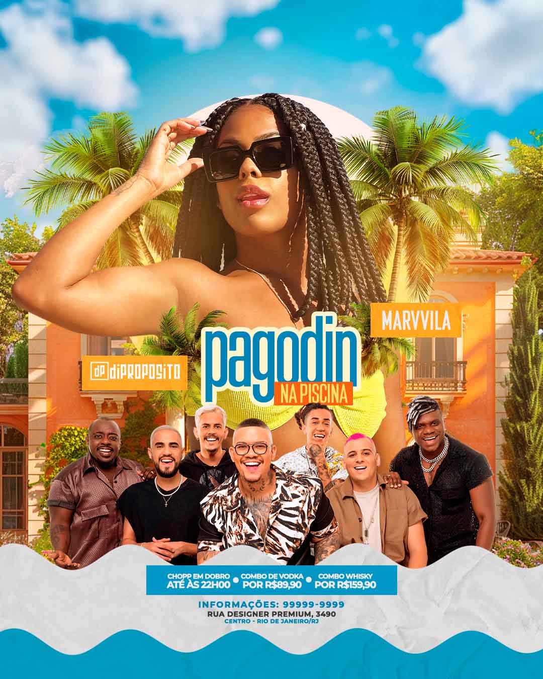 PSD FLYER FREE - TEMPLATE - CANVA - FREEPIK - DESIGNI - DESIGNER - AGENDA SEMANAL - CONTRATE - PROXIMOS SHOWS - SUNSET - SUMMER - LOUNGER - PUB - PAGODE - PAGODIN - EVENTOS