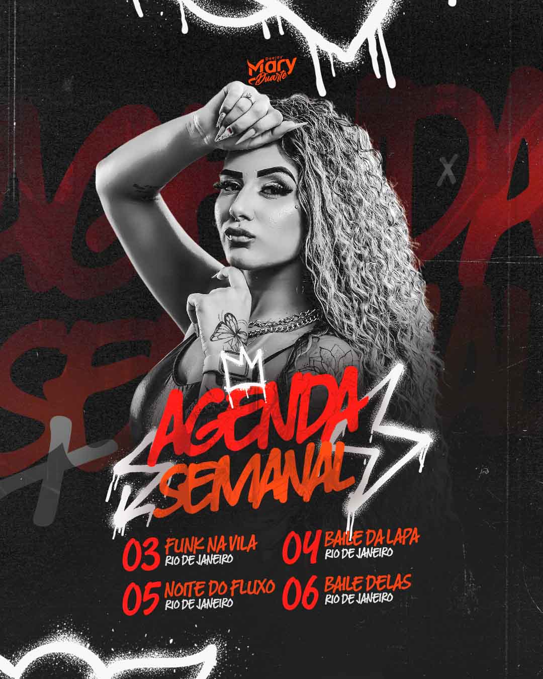 PSD FLYER FREE - TEMPLATE - CANVA - FREEPIK - DESIGNI - DESIGNER - AGENDA SEMANAL - CONTRATE - PROXIMOS SHOWS - TRAP - HIP HOP - FUNK - EVENTO 5