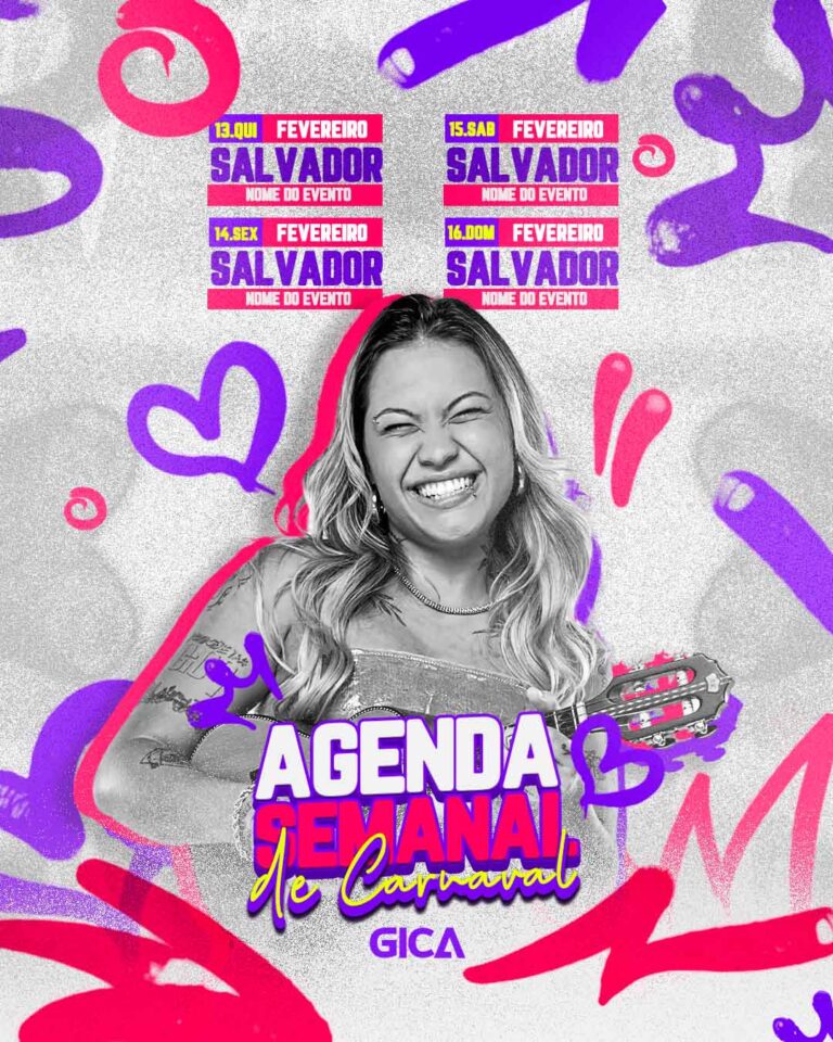 PSD FLYER FREE - TEMPLATE - CANVA - FREEPIK - DESIGNI - DESIGNER - [AGENDA SEMANAL GICA] - [BLOQUINHO DE CARNAVAL] - [EVENTO]