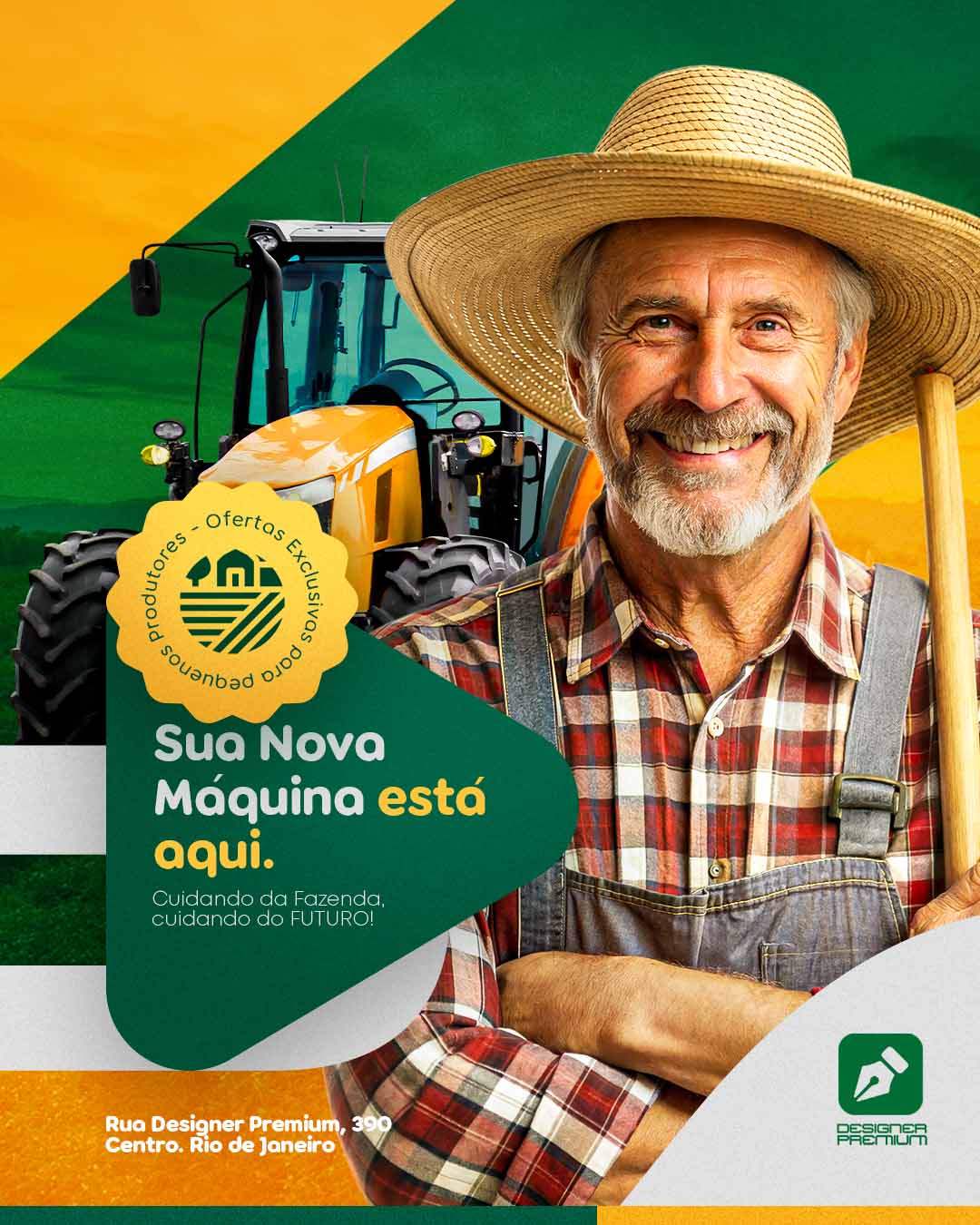 PSD FLYER FREE - TEMPLATE - CANVA - FREEPIK - DESIGNI - DESIGNER - AGRONEGOCIO - HOMEM DO CAMPO - TRATOR - MAQUINA - SOCIAL MEDIA