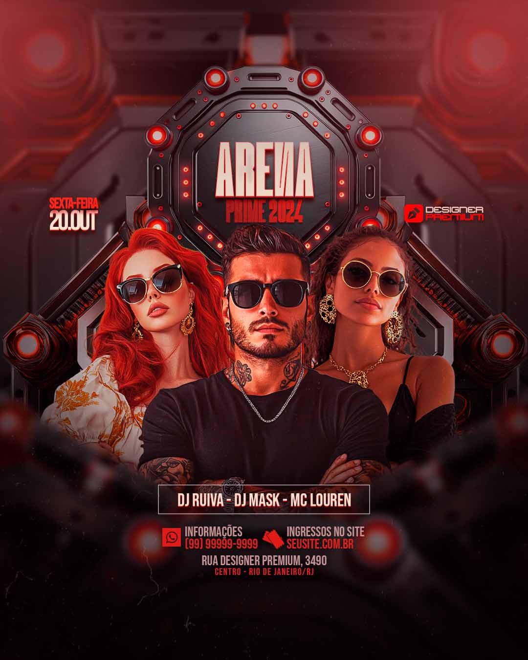 PSD FLYER FREE - TEMPLATE - CANVA - FREEPIK - DESIGNI - DESIGNER - ARENA PREMIUM - ELETRONICO - BAILE - BALADA - FUNK - MC - DJ - EVENTO