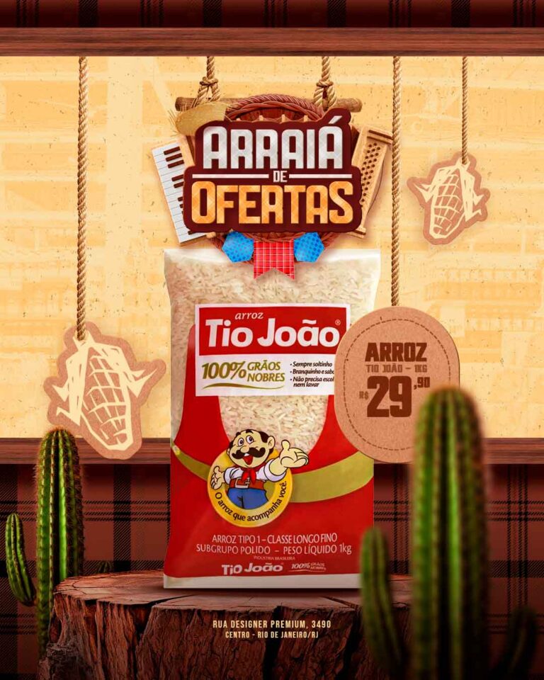 PSD FLYER FREE - TEMPLATE - CANVA - FREEPIK - DESIGNI - DESIGNER - ARRAIA DE OFERTAS - ARROZ - SUPERMERCADO - IFOOD - DELIVERY - TABLOIDE - SOCIAL MEDIA