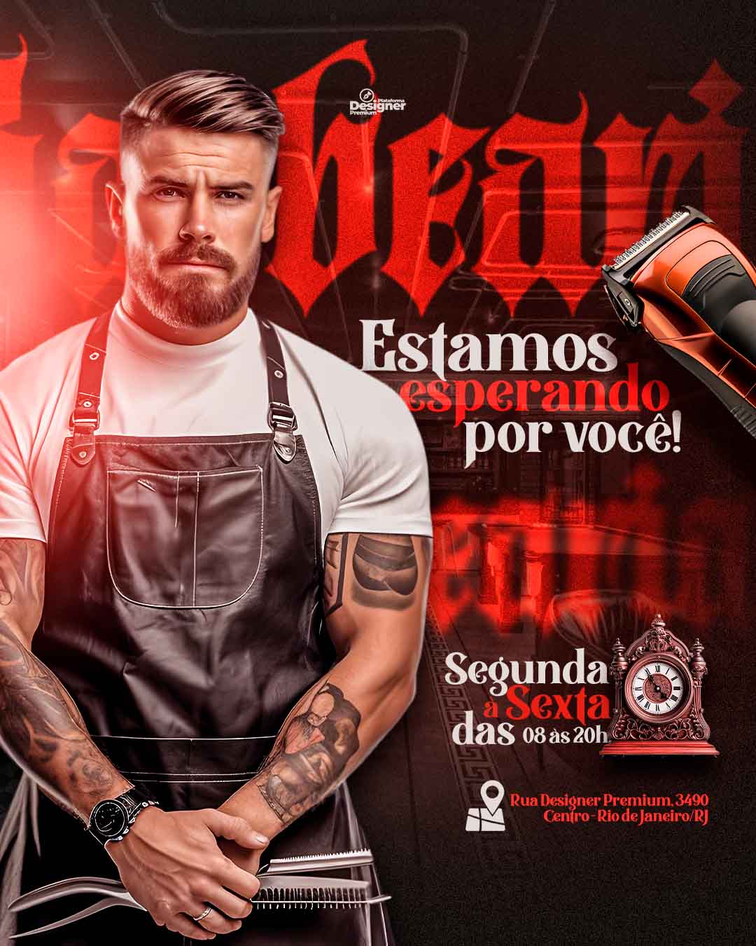 PSD FLYER FREE - TEMPLATE - CANVA - FREEPIK - DESIGNI - DESIGNER - BARBEARIA - BARBEIRO - CORTE E BARBA - AGENDE SEU HORARIO - SOCIAL MEDIA