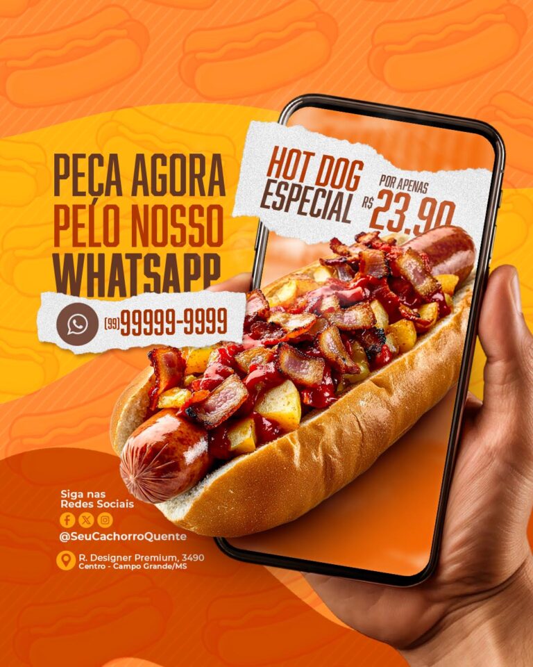 PSD FLYER FREE - TEMPLATE - CANVA - FREEPIK - DESIGNI - DESIGNER - CACHORRO QUENTE - IFOOD - DELIVERY - SUPERMERCADO - SOCIAL MEDIA