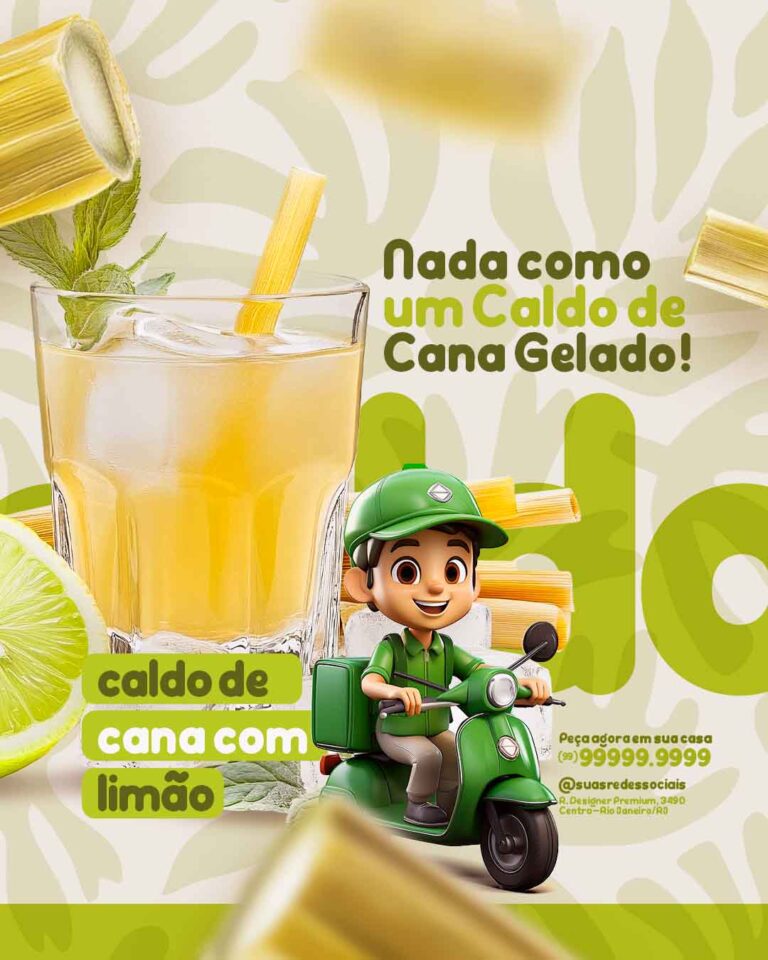PSD FLYER FREE - TEMPLATE - CANVA - FREEPIK - DESIGNI - DESIGNER - CALDO DE CANA - IFOOD - DELIVERY - SUPERMERCADO - SOCIAL MEDIA