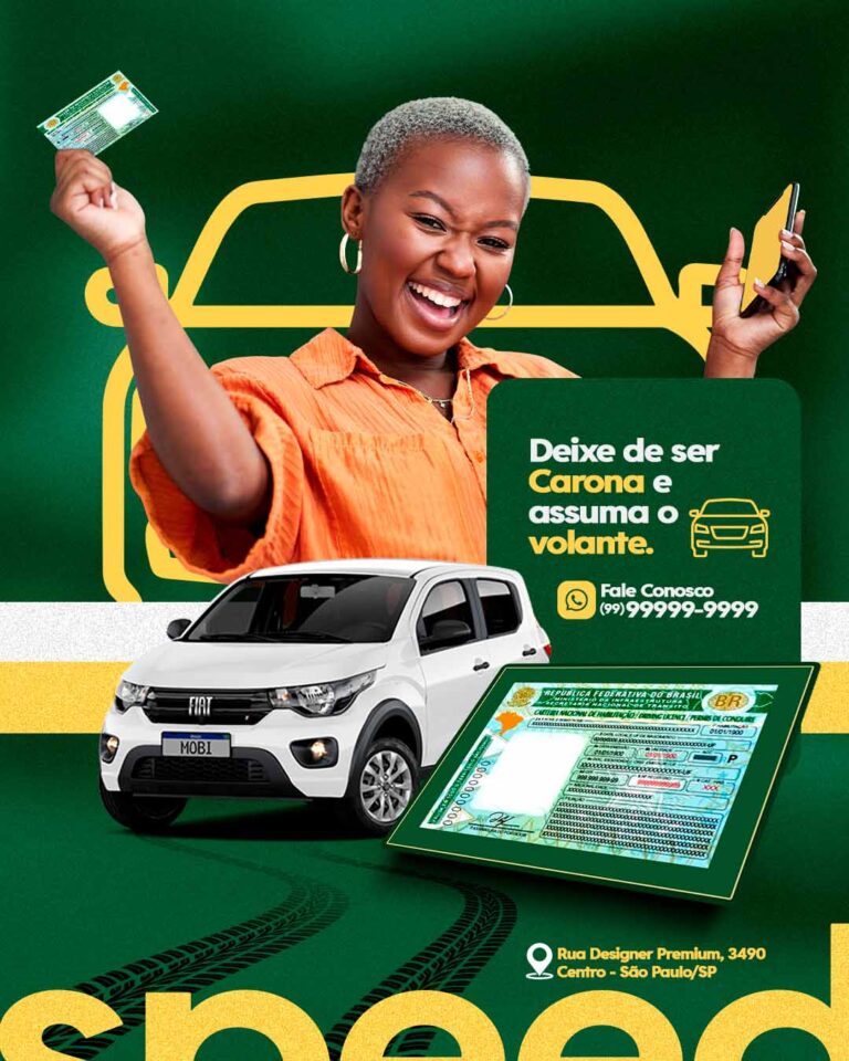 PSD FLYER FREE - TEMPLATE - CANVA - FREEPIK - DESIGNI - DESIGNER - CNH - CARTEIRA DE MOTORISTA - AUTO ESCOLA - SOCIAL MEDIA