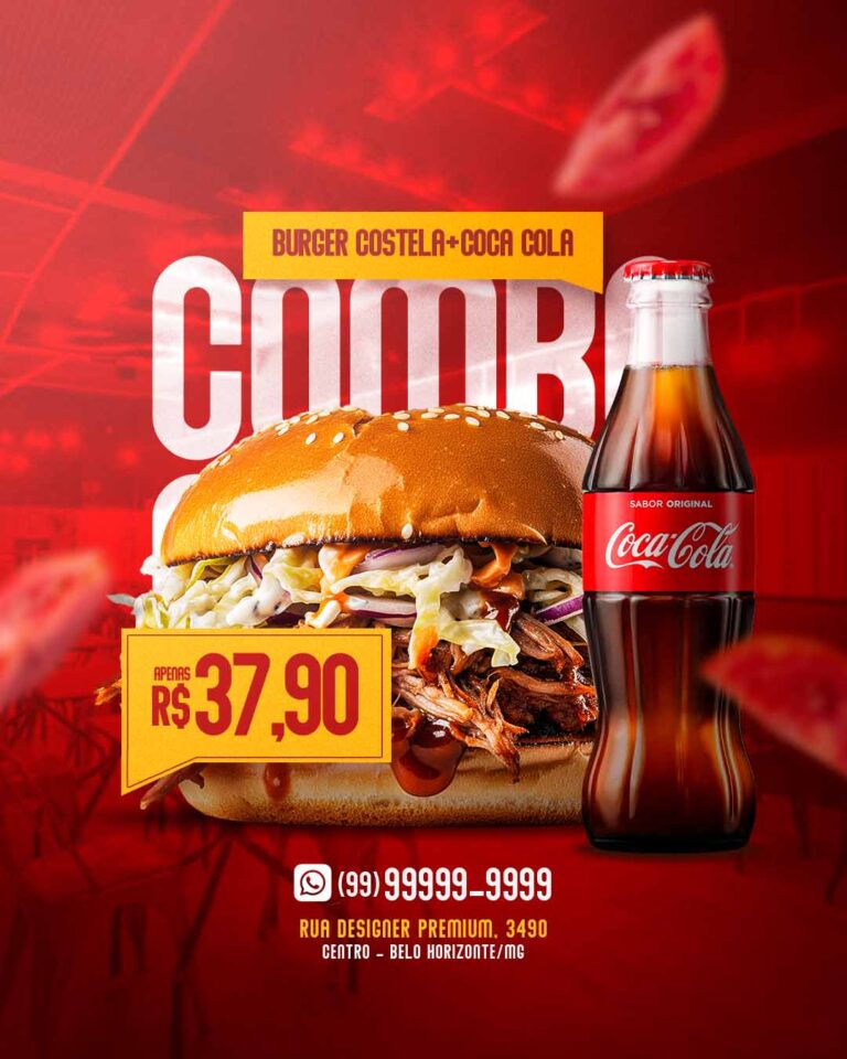 PSD FLYER FREE - TEMPLATE - CANVA - FREEPIK - DESIGNI - DESIGNER - COMBO - HAMBURGUER - BURGUER - IFOOD - DELIVERY - SOCIAL MEDIA