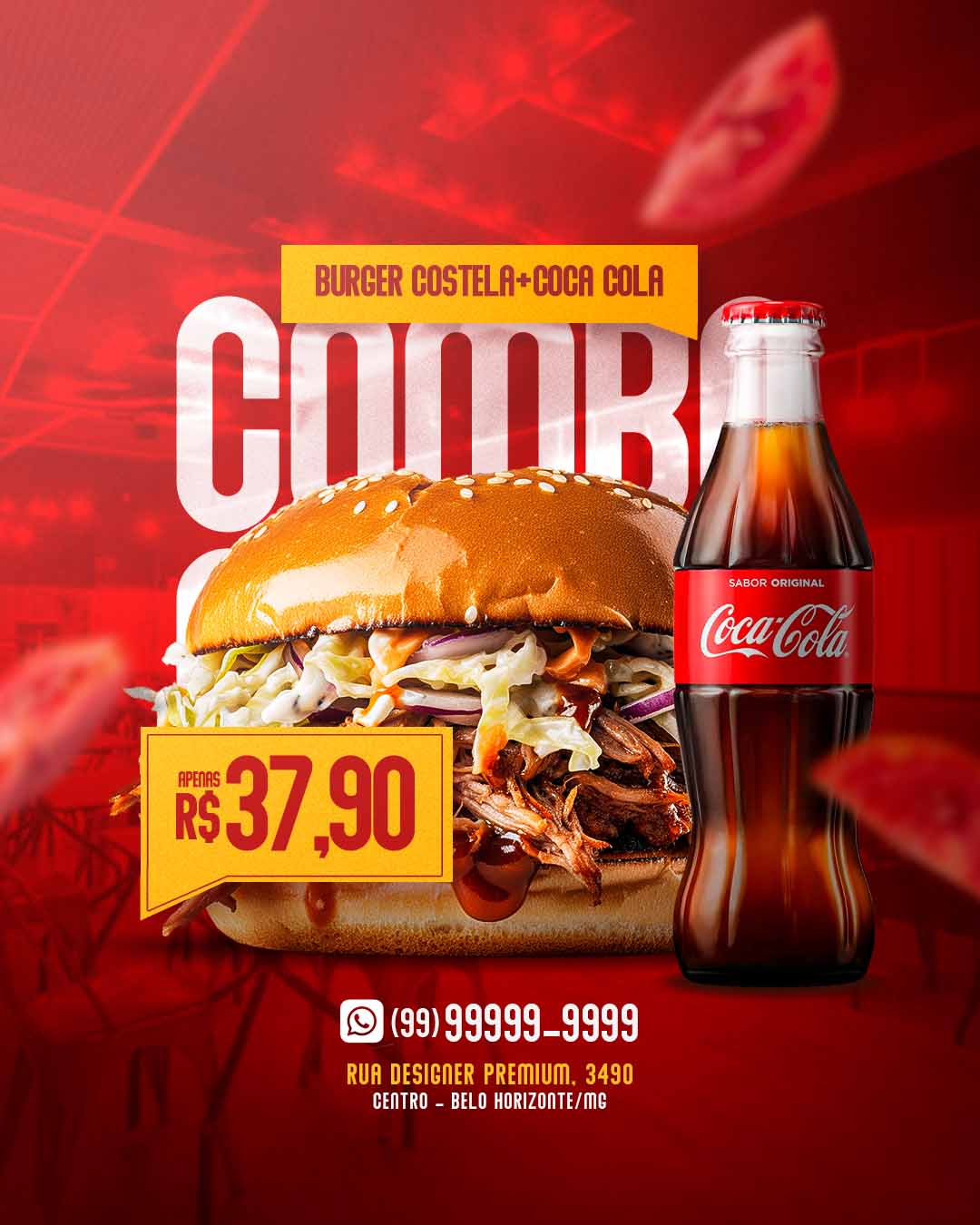 PSD FLYER FREE - TEMPLATE - CANVA - FREEPIK - DESIGNI - DESIGNER - COMBO - HAMBURGUER - BURGUER - IFOOD - DELIVERY - SOCIAL MEDIA