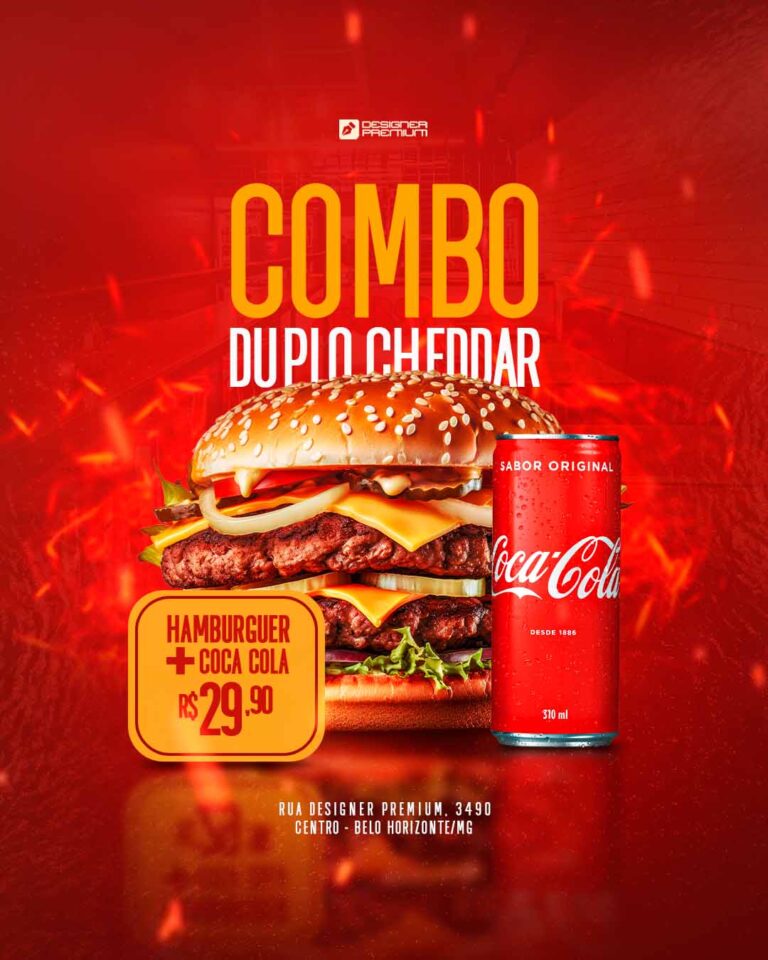 PSD FLYER FREE - TEMPLATE - CANVA - FREEPIK - DESIGNI - DESIGNER - COMBO - HAMBURGUER - HAMBURGUERIA - IFOOD - DELIVERY - LANCHE - SOCIAL MEDIA