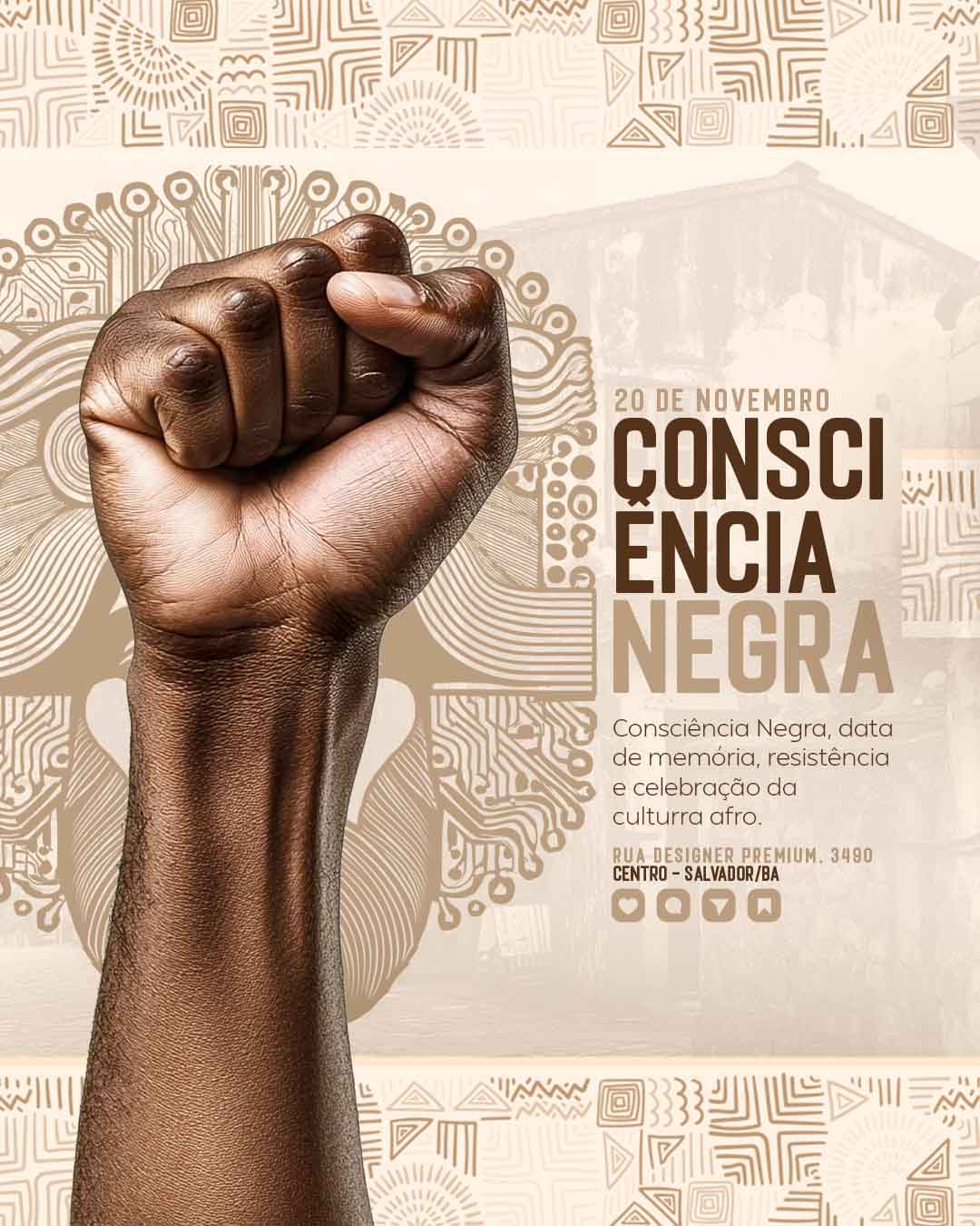 PSD FLYER FREE - TEMPLATE - CANVA - FREEPIK - DESIGNI - DESIGNER -CONSCIENCIA NEGRA - AFRO - DATAS COMEMORATIVAS - SOCIAL MEDIA 2