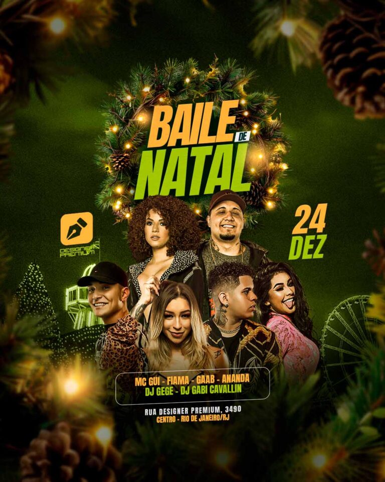 PSD FLYER FREE - TEMPLATE - CANVA - FREEPIK - DESIGNI - DESIGNER - DESIGN - BAILE DE NATAL - BAILE DO NOEL - FIM DE ANO - EVENTOS 2