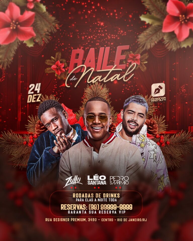 PSD FLYER FREE - TEMPLATE - CANVA - FREEPIK - DESIGNI - DESIGNER - DESIGN - BAILE DE NATAL - BAILE DO NOEL - FIM DE ANO - EVENTOS