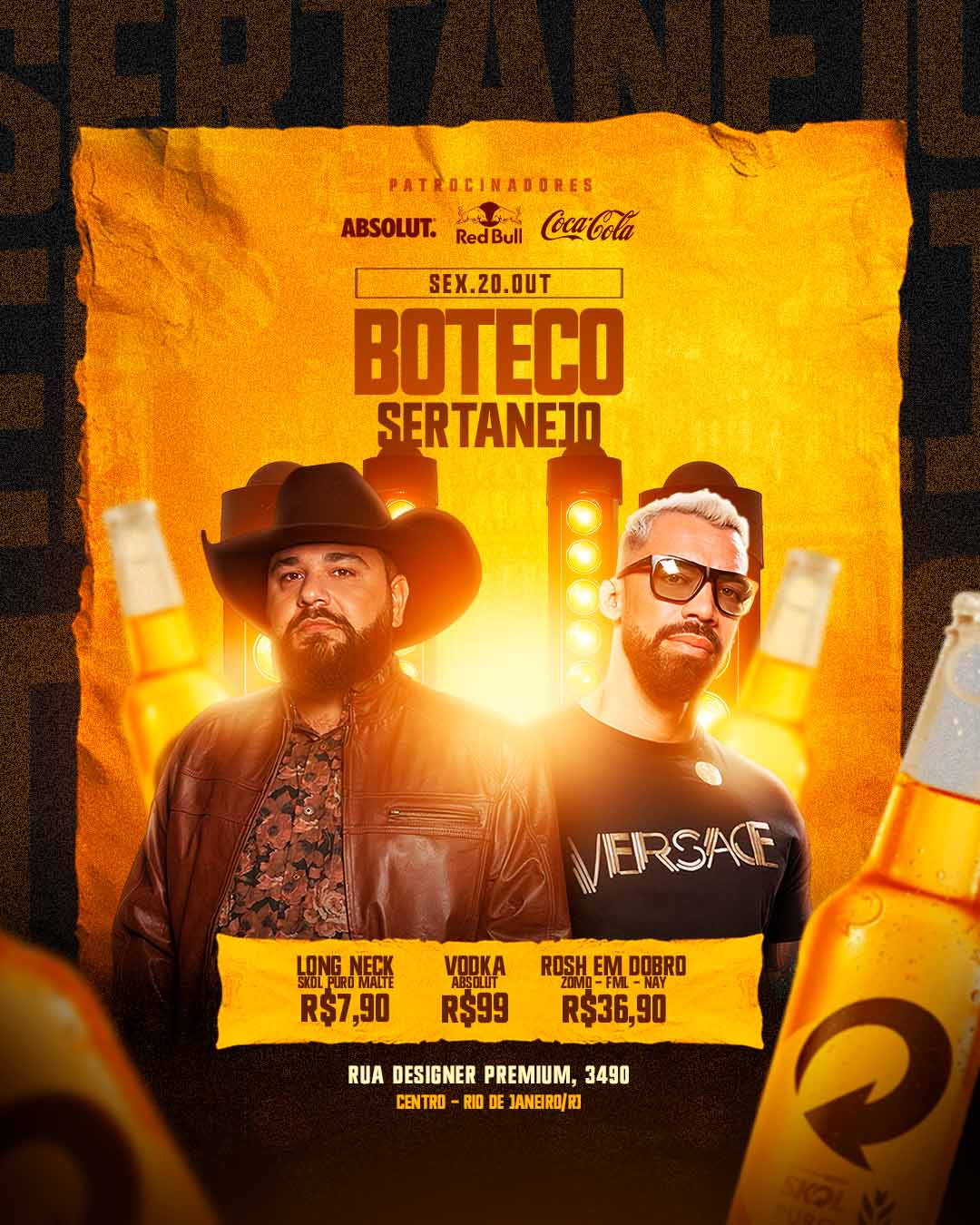 PSD FLYER FREE - TEMPLATE - CANVA - FREEPIK - DESIGNI - DESIGNER - DESIGN - BOTECO SERTANEJO - SERTANEJA - PISEIRO - FORRÓ - LOUNGER - PUB - BARZINHO - EVENTOS