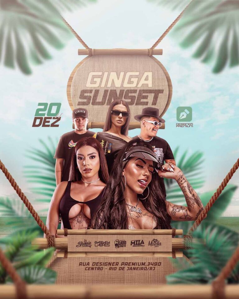 PSD FLYER FREE - TEMPLATE - CANVA - FREEPIK - DESIGNI - DESIGNER - DESIGN - GINGA SUNSET - PAGODE - SUNSET - SAMBA - SUMMER - VERÃO -PRAIA - EVENTOS