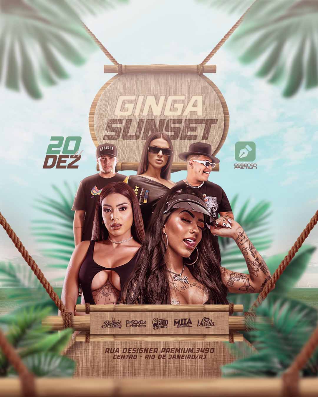 PSD FLYER FREE - TEMPLATE - CANVA - FREEPIK - DESIGNI - DESIGNER - DESIGN - GINGA SUNSET - PAGODE - SUNSET - SAMBA - SUMMER - VERÃO -PRAIA - EVENTOS