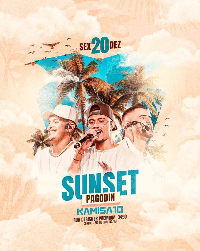 PSD FLYER FREE - TEMPLATE - CANVA - FREEPIK - DESIGNI - DESIGNER - DESIGN - SUNSET PAGODINHO - SAMBA - SUMMER - VERÃO - PRAIA - EVENTOS