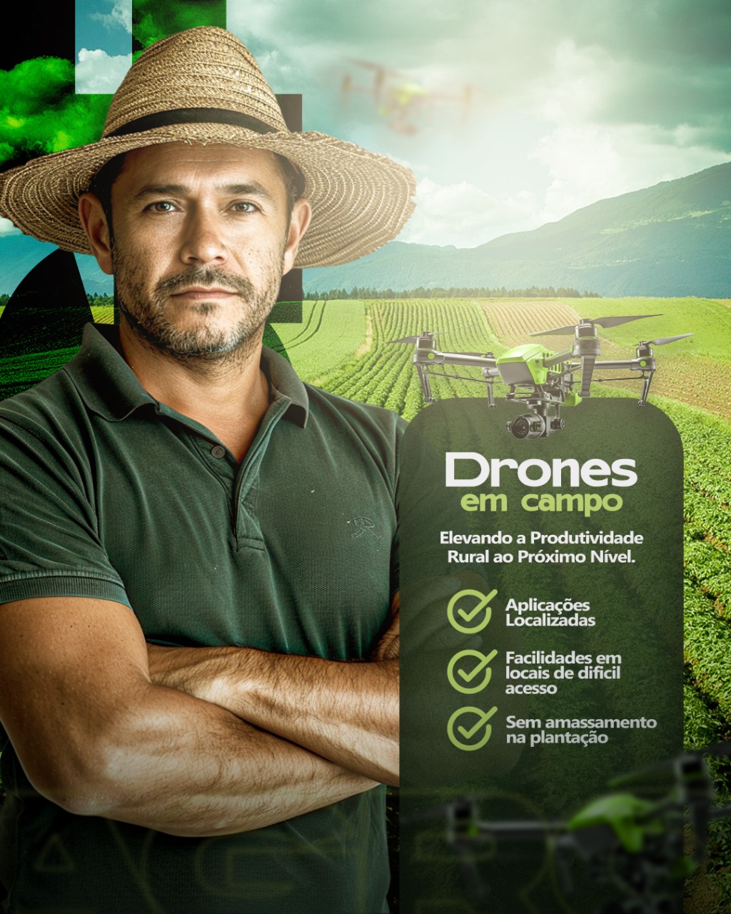 PSD FLYER FREE - TEMPLATE - CANVA - FREEPIK - DESIGNI - DESIGNER - DIA DO TRABALHADOR - HOMEM DO CAMPO - AGRO - DRONES EM CAMPO - SOCIAL MEDIA