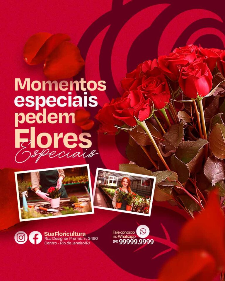 PSD FLYER FREE - TEMPLATE - CANVA - FREEPIK - DESIGNI - DESIGNER - FLORICULTURA - FLOR - DIA DOS NAMORADOS - SOCIAL MEDIA