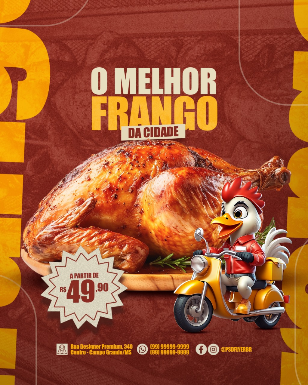 PSD FLYER FREE - TEMPLATE - CANVA - FREEPIK - DESIGNI - DESIGNER - FRANGO ASSADO - IFOOD - DELIVERY - SUPERMERCADO - SOCIAL MEDIA