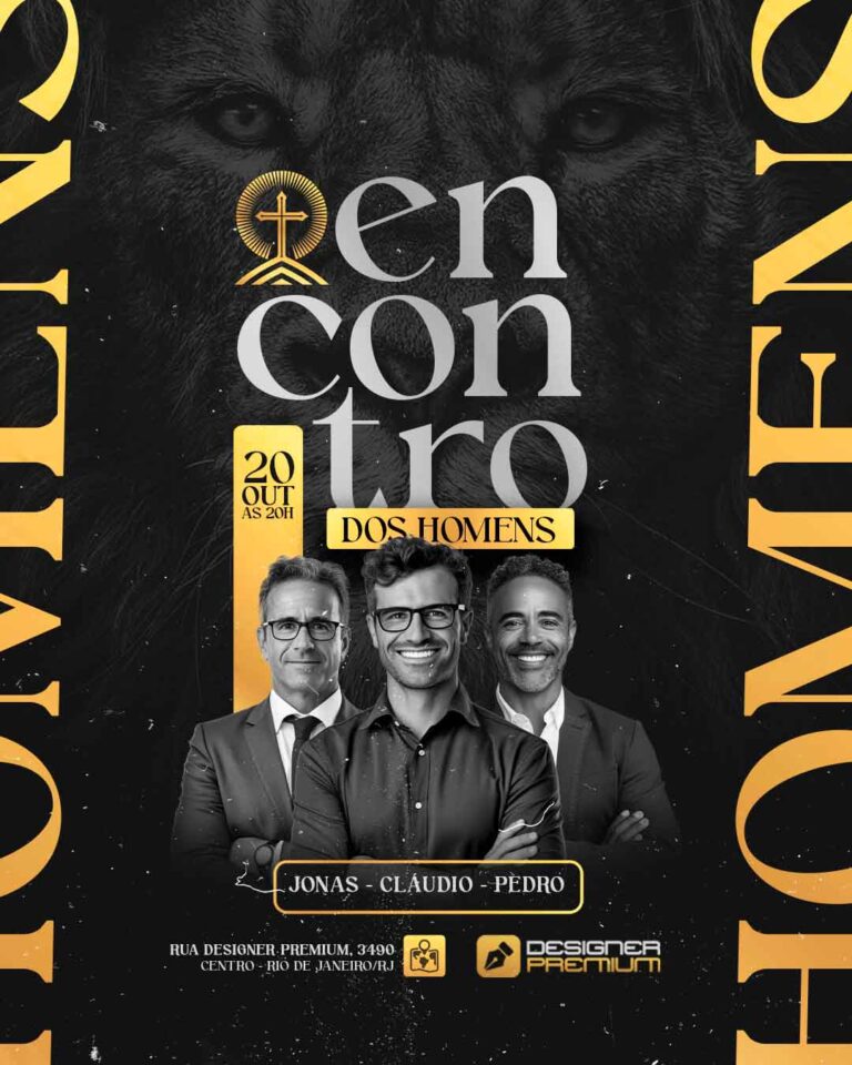 PSD FLYER FREE - TEMPLATE - CANVA - FREEPIK - DESIGNI - DESIGNER - GOSPEL - CULTO - ENCONTRO DOS HOMENS - IGREJA - PASTOR - EVENTO