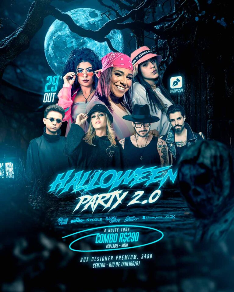 PSD FLYER FREE - TEMPLATE - CANVA - FREEPIK - DESIGNI - DESIGNER - HALLOWEEN FEST - ELETRONICO - BAILE - BALADA - FUNK - MC - DJ - EVENTO