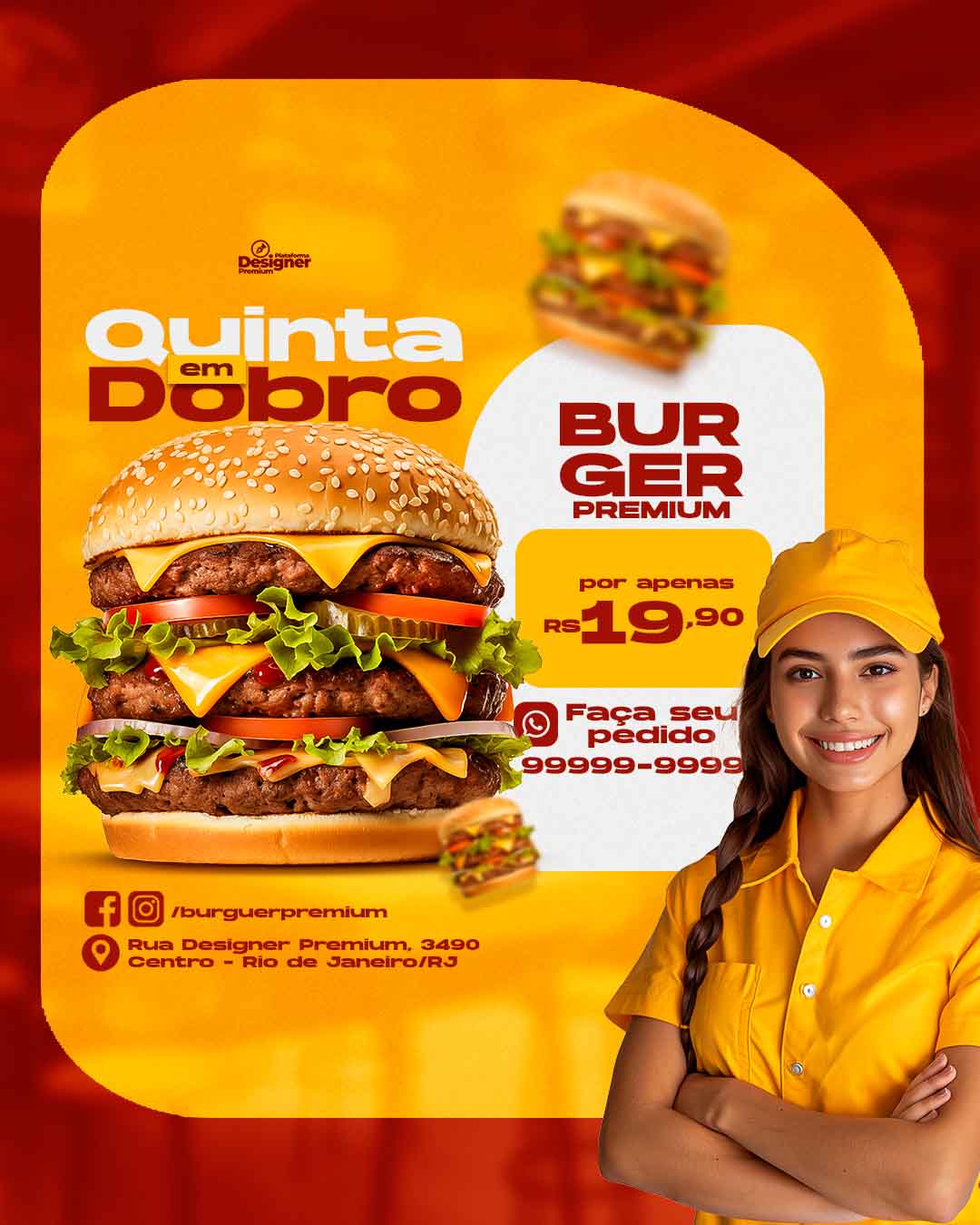 PSD FLYER FREE - TEMPLATE - CANVA - FREEPIK - DESIGNI - DESIGNER -HAMBURGUER - BURGUER - HAMBURGUERIA - IFOOD - DELIVERY - SOCIAL MEDIA