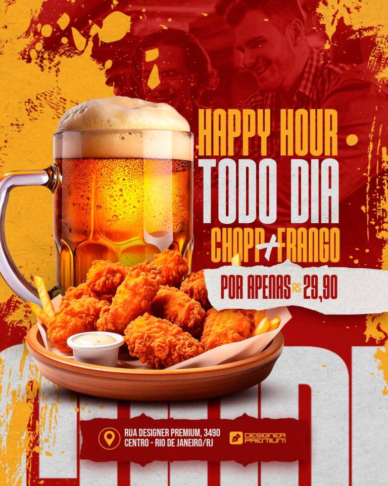 PSD FLYER FREE - TEMPLATE - CANVA - FREEPIK - DESIGNI - DESIGNER - HAPPY HOUR - BARZINHO - COMBO - CERVEJA - PORÇÃO - IFOOD - DELIVERY - CONVENIENCIA - SOCIAL MEDIA
