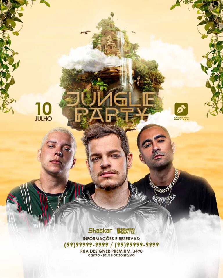 PSD FLYER FREE - TEMPLATE - CANVA - FREEPIK - DESIGNI - DESIGNER - JUNGLE PARTY -SUMMER BEACH - PAGODE - SAMBA- ELETRONICO - FANTASY - SUNSET - SUMMER - PRAIA - EVENTO