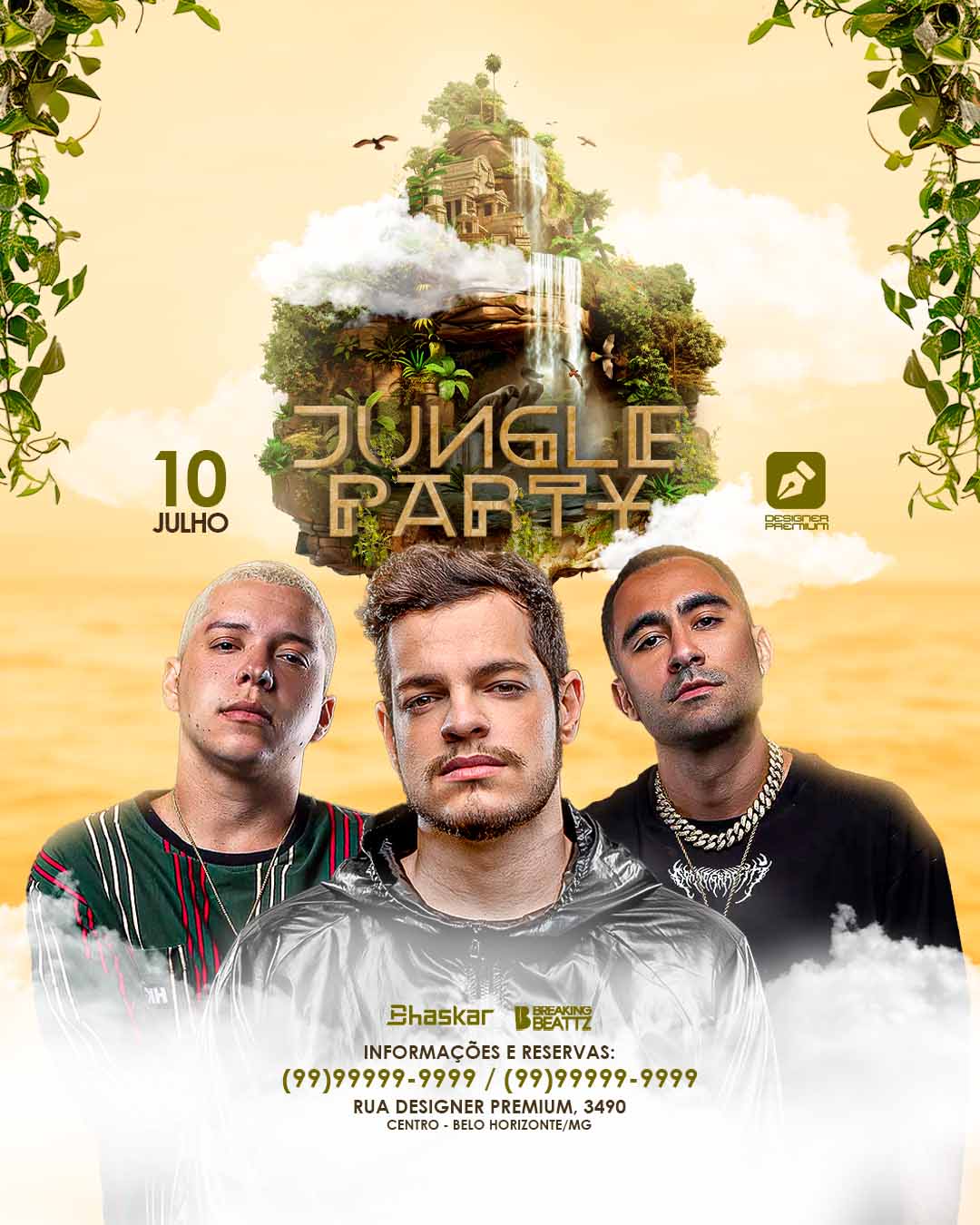 PSD FLYER FREE - TEMPLATE - CANVA - FREEPIK - DESIGNI - DESIGNER - JUNGLE PARTY -SUMMER BEACH - PAGODE - SAMBA- ELETRONICO - FANTASY - SUNSET - SUMMER - PRAIA - EVENTO