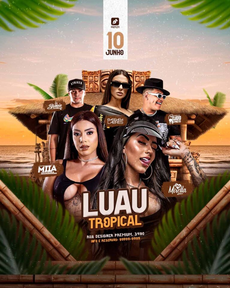 PSD FLYER FREE - TEMPLATE - CANVA - FREEPIK - DESIGNI - DESIGNER - LUAL TROPICAL - REGGAE - SUNSET - SUMMER - PRAIA - CARNAVAL - BLOQUINHO - FOLIA - EVENTOS