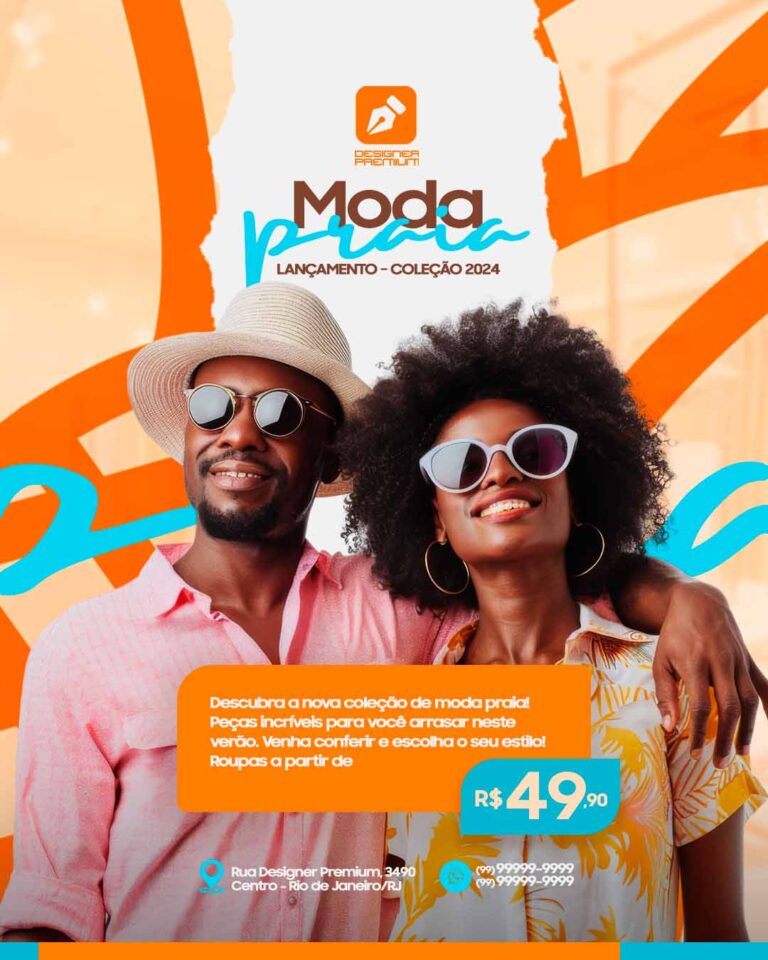 PSD FLYER FREE - TEMPLATE - CANVA - FREEPIK - DESIGNI - DESIGNER - MODA PRAIA - VESTUARIO - LOJA DE ROUPA - MASCULINA - FEMININA - SOCIAL MEDIA