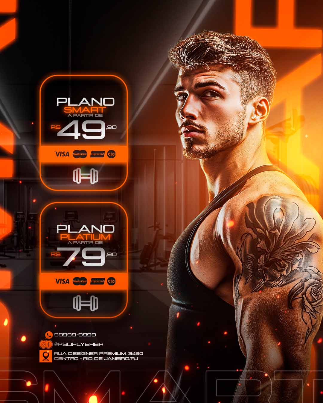 PSD FLYER FREE - TEMPLATE - CANVA - FREEPIK - DESIGNI - DESIGNER - PSD ACADEMIA - MALHAÇÃO - SOCIAL MEDIA