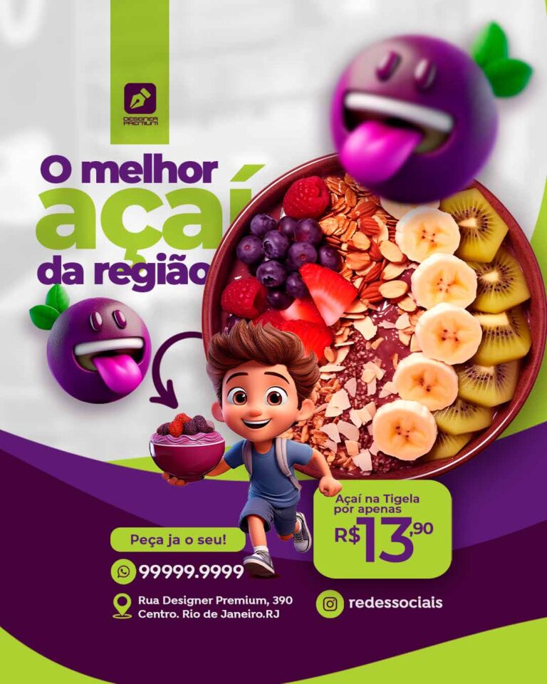 PSD FLYER FREE - TEMPLATE - CANVA - FREEPIK - DESIGNI - DESIGNER - PSD AÇAI - SORVETE- SOCIAL MEDIA