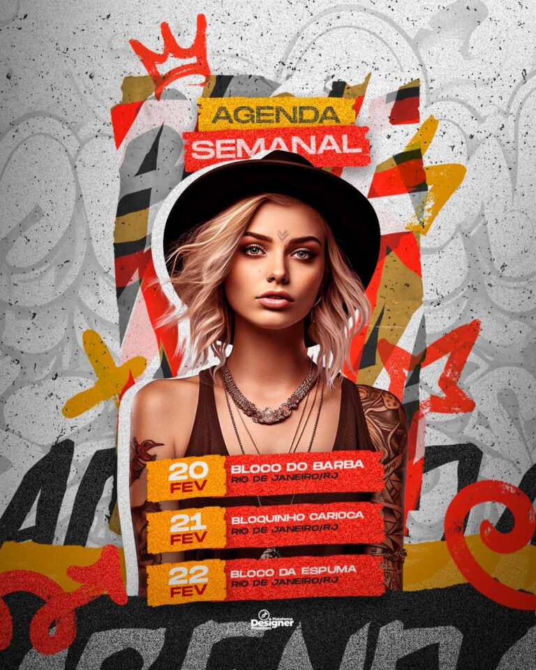 PSD FLYER FREE - TEMPLATE - CANVA - FREEPIK - DESIGNI - DESIGNER - PSD AGENDA SEMANAL - CARNAVAL - EVENTOS