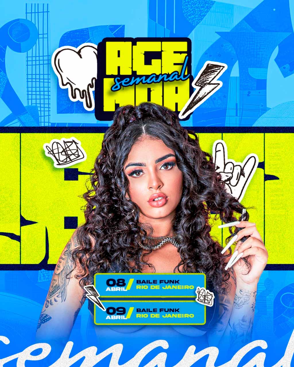 PSD FLYER FREE - TEMPLATE - CANVA - FREEPIK - DESIGNI - DESIGNER - PSD AGENDA SEMANAL FUNK - FUNK - EVENTOS
